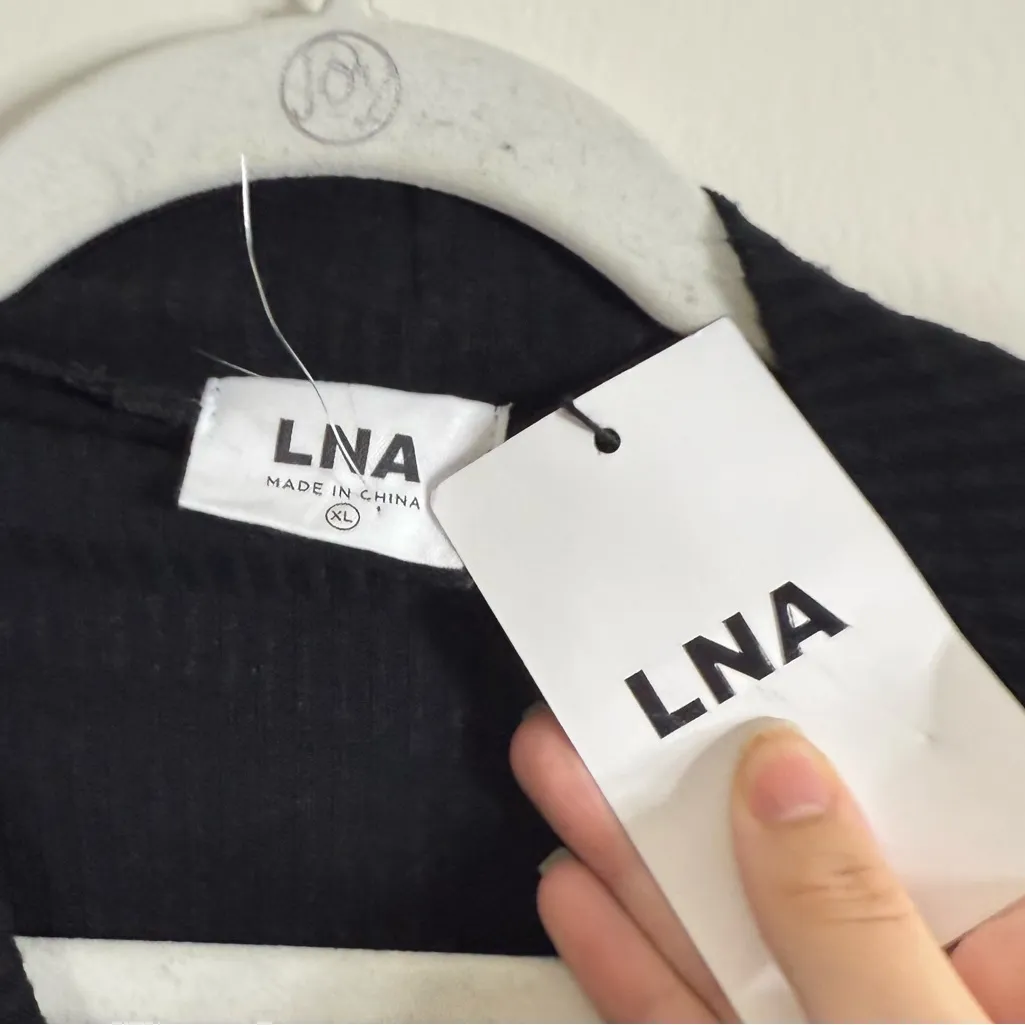 NWT LNA Neo Twist Front Black Ribbed Midi Dress XL - Image 5