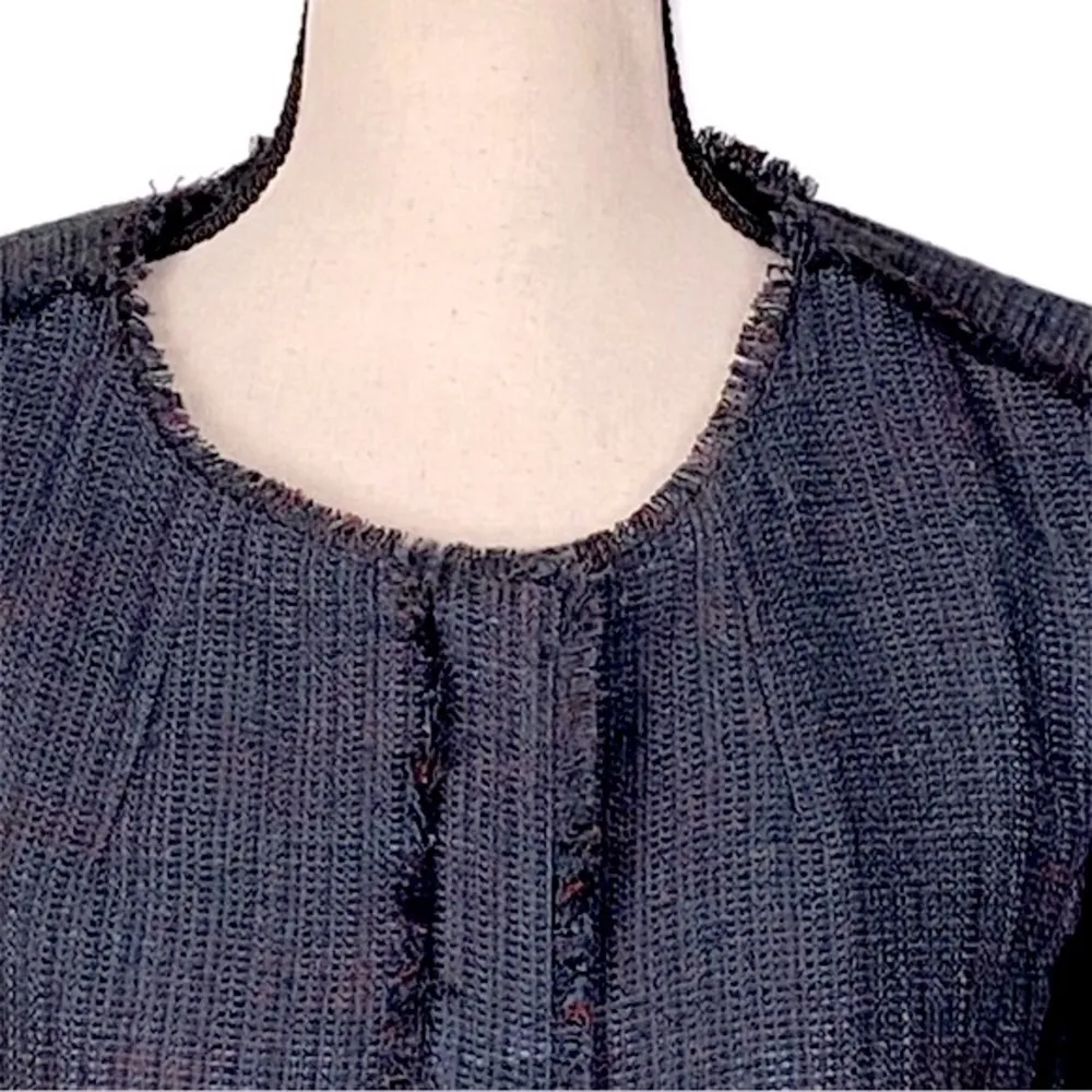 ANN TAYLOR LOFT slate blue w/red, tweed blazer with fringe detail. Size 2. EUC - Image 2