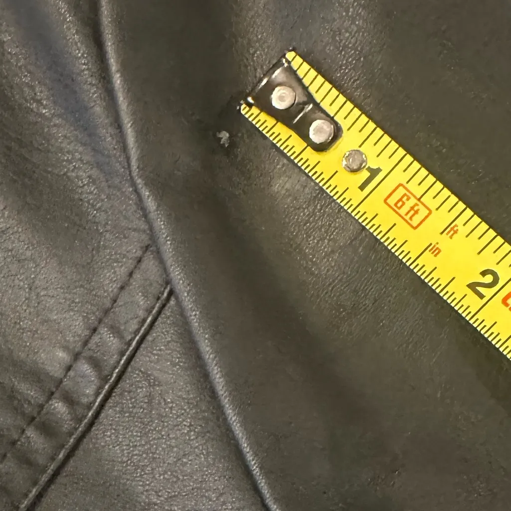 Simply Noelle Faux Leather Jacket Black Moto Sz XXL Sz XL Ribbed Sweater Collar - Image 13