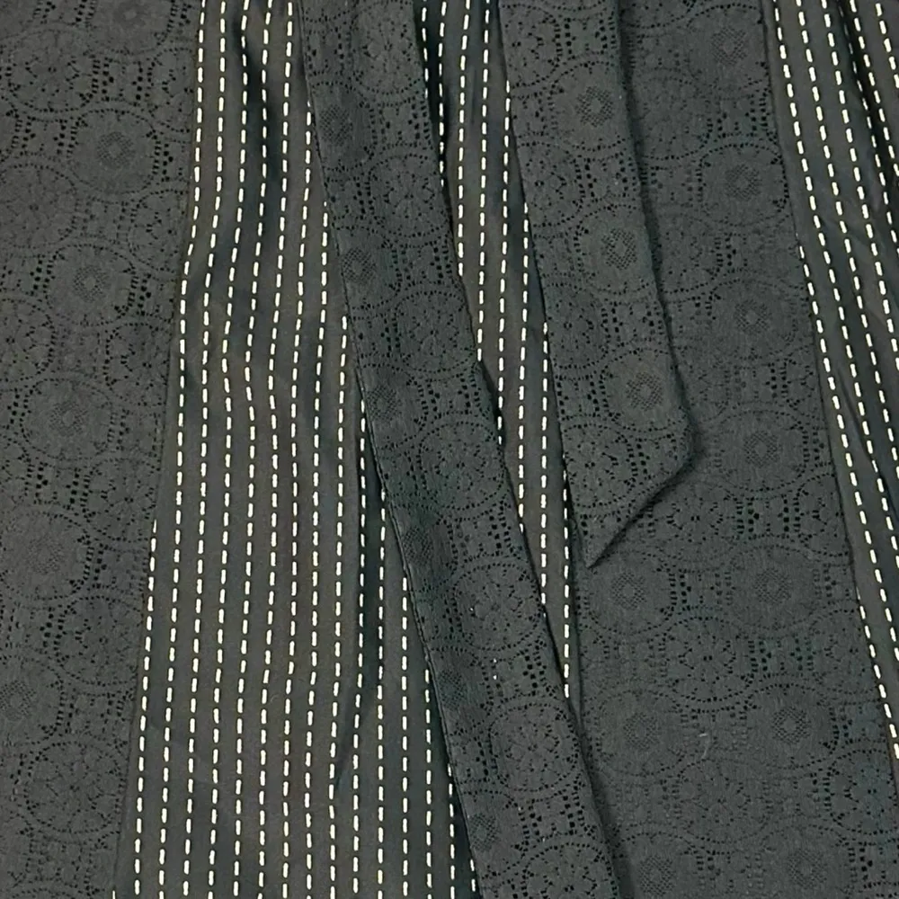 Vintage 70s Tumbleweeds Witchy Maxi Skirt Black Lace Velveteen Medium Edwardian - Image 12