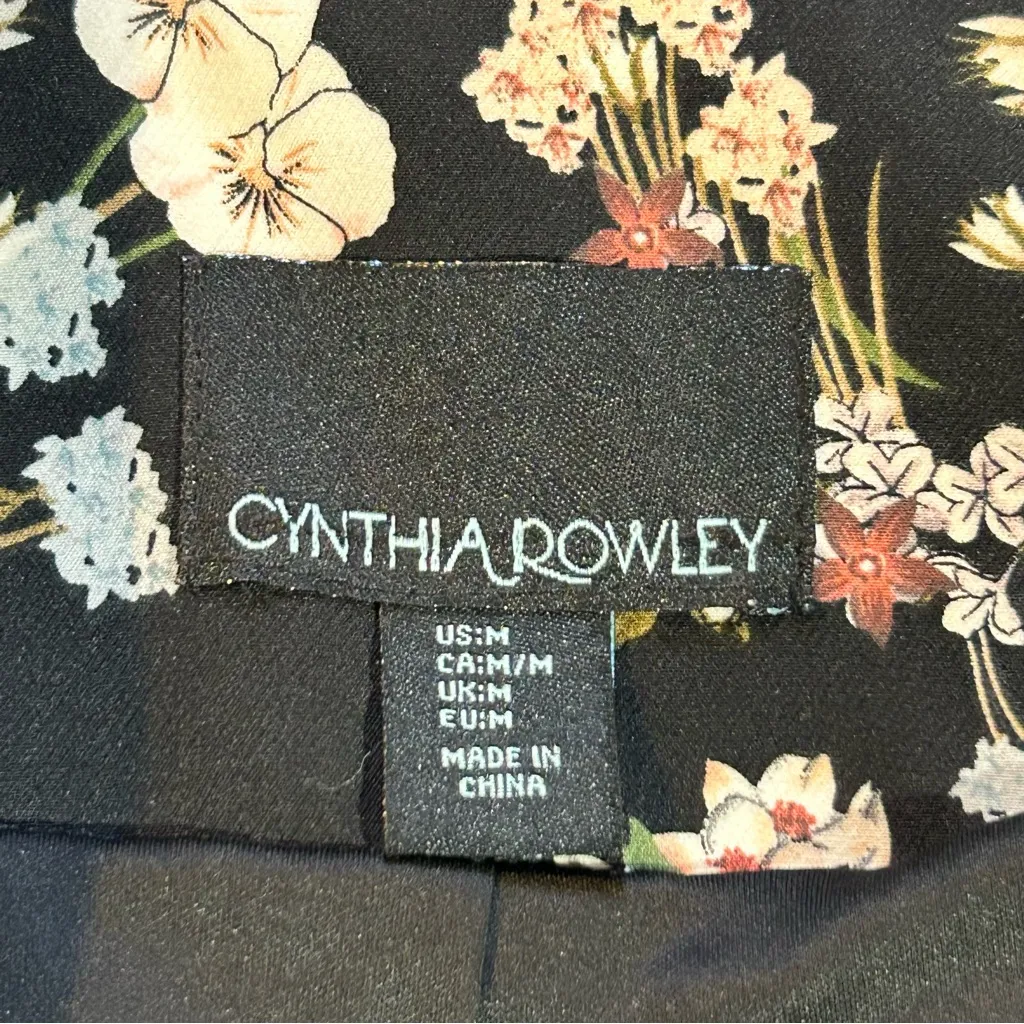Shabby Chic Cynthia Rowley Black Floral Stretch Lined Blazer Size Medium - Image 10