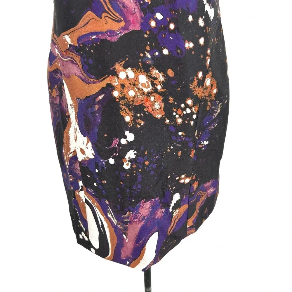 Karen‎ Millen Modern Marble Purple Print Sleeveless Sheath Dress Size US 10 - Image 5