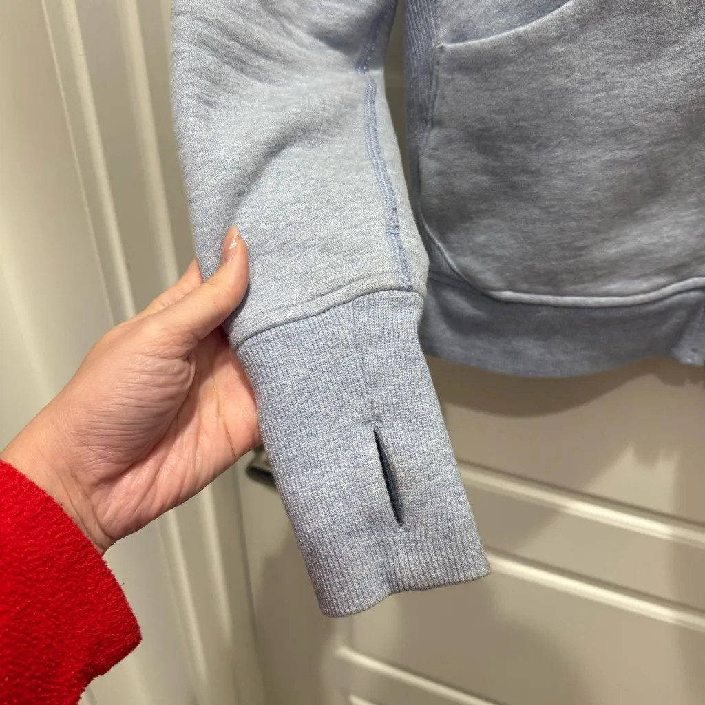 Lululemon Light Blue Heathered Scuba Hoodie Light Cotton Fleece Size 6 - Image 7