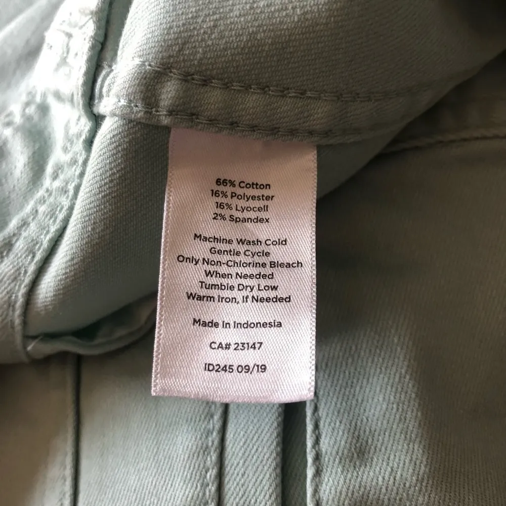 Talbots Classic Solid Stretch Denim Jean Jacket M Button Up Mint Green Casual - Image 6