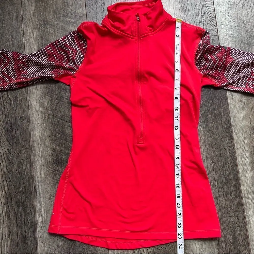 Nike Pro Dri-Fit Long Sleeve 1/2 Zip Pullover Running Top Red Pattern Size Small - Image 5