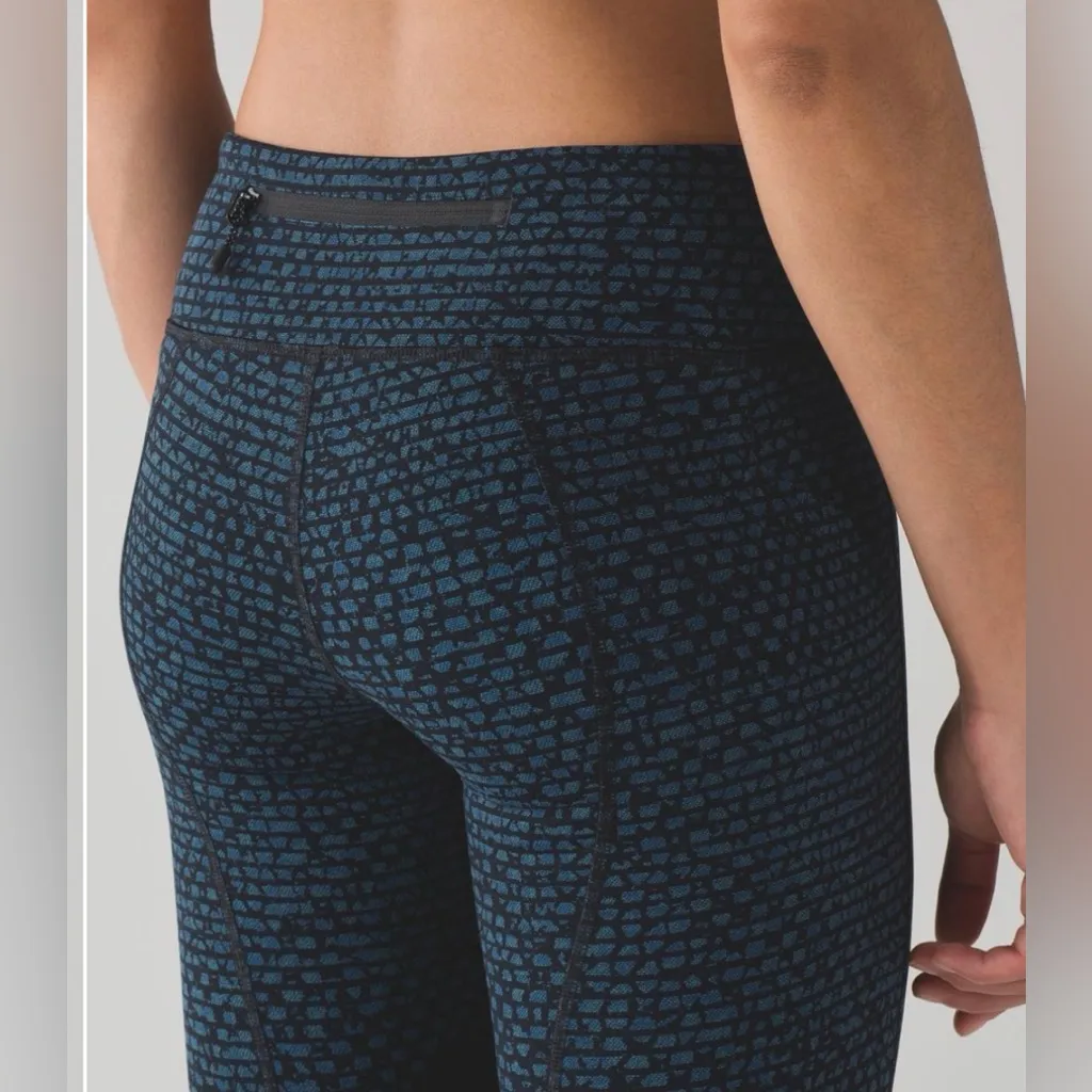Lululemon Pace Rival Crop Shatter Weave Desert Teal Alberta Lake Black Leggings - Image 3