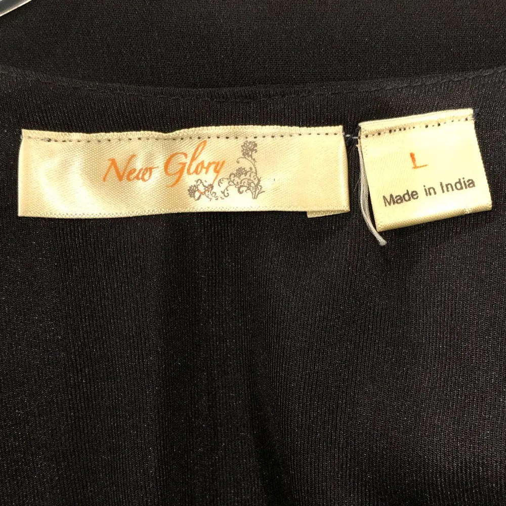 Black sheer blouse with Gold Sequins & Split Sleeves L - Image 10