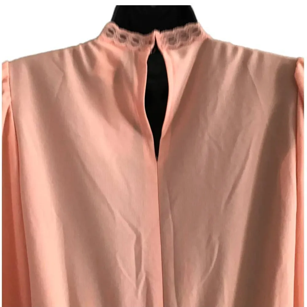 Vintage Peach JCPenney Long Sleeve Dress, 1980s Spring Dress Sz 4 or Small - Image 6