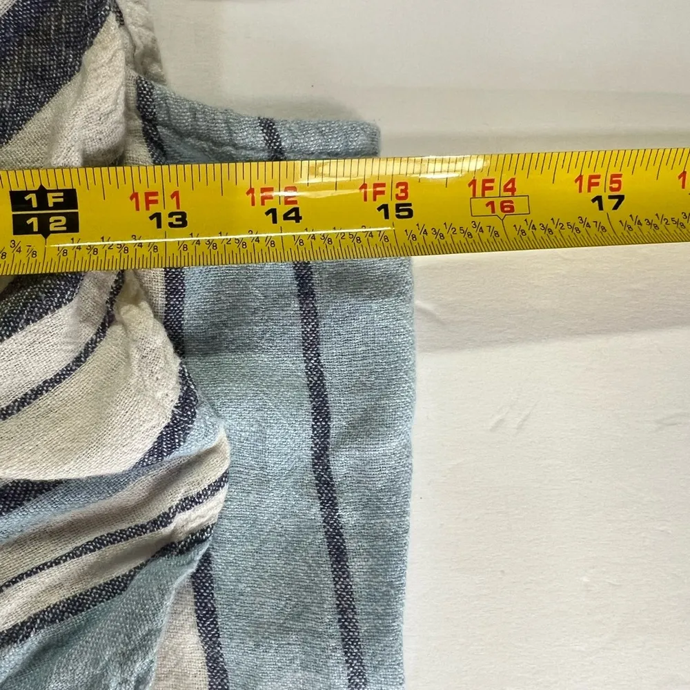 Indigo Rein linen rayon blue striped ruffle jumper romper pants M vacation - Image 9