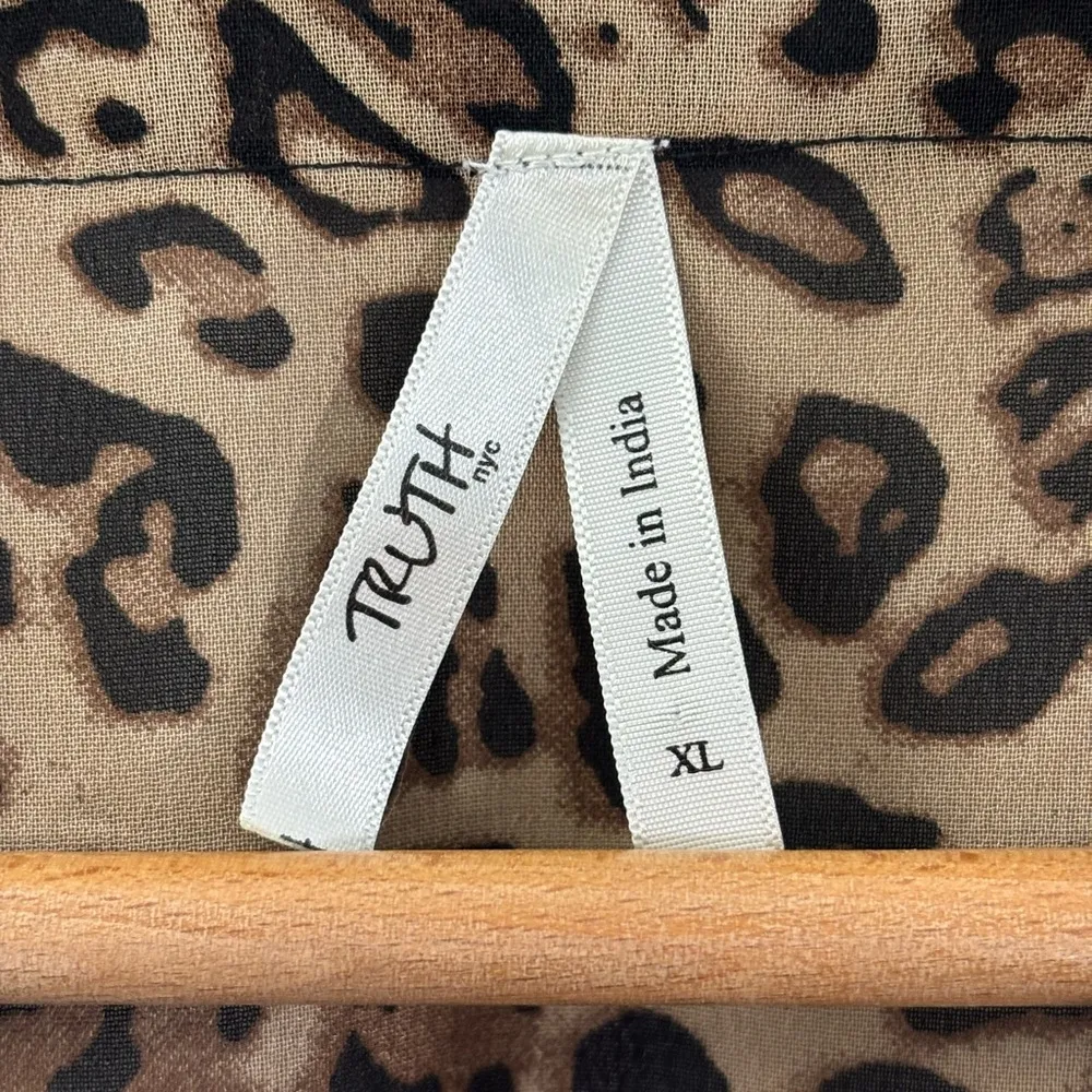 Truth NYC Leopard Maxi Sheer Duster, Swim Cover Up, Lingerie robe, size XL - Image 3