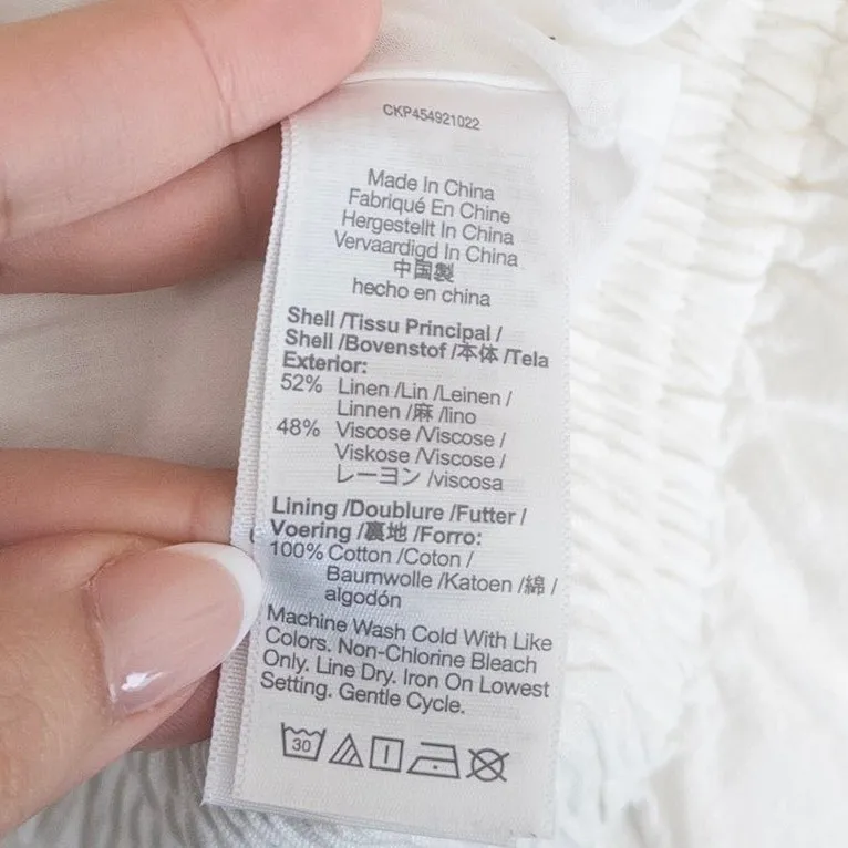 Madewell Linen Blend Maxi Skirt White Elastic Waist Gauze Slit XXS - Image 6