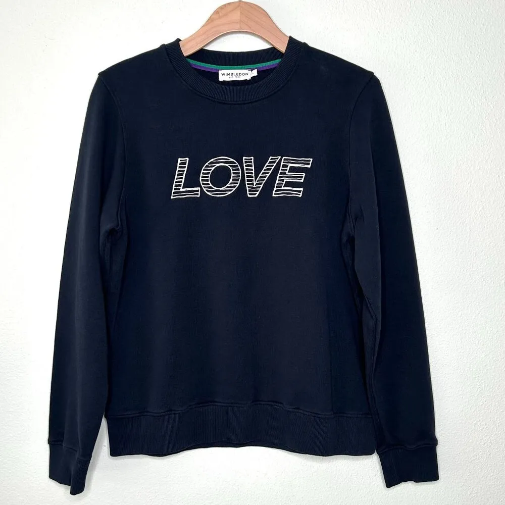 Wimbledon Love Embroidered Sweatshirt in Midnight Size L Blue Size L - Image 4