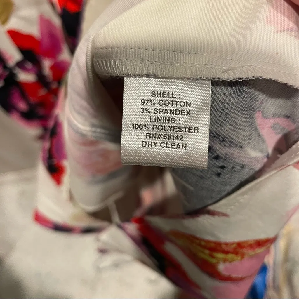 Cute creamy floral dress pleated wide strap sleeveless u back midi stretch - Image 7