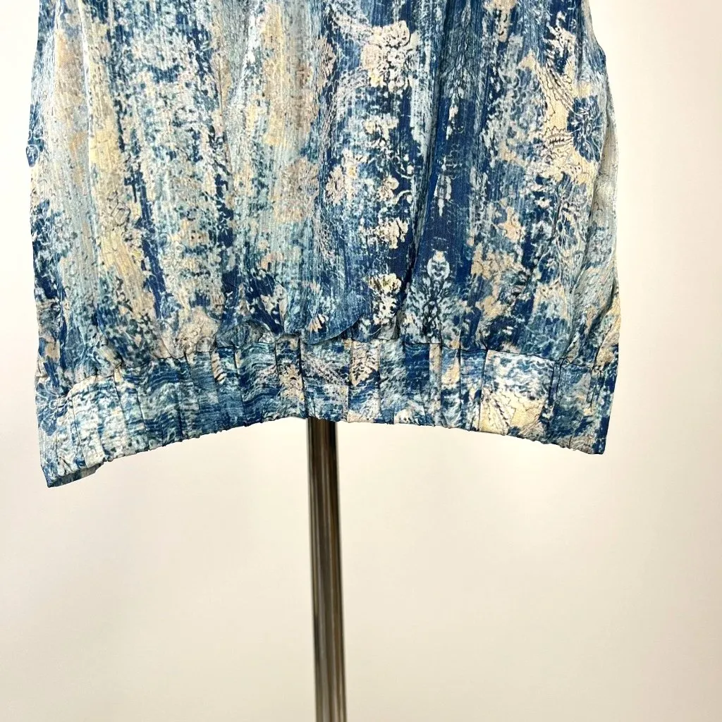 NWOT Johnny Was Santorini Blouse Silk Pete Greta Women Sz XXL Blue Short Sleeve - Image 5