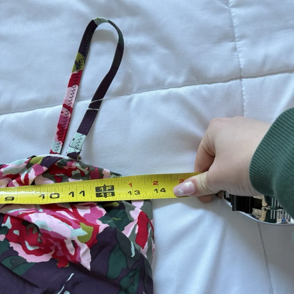 Lands End Womens Size 10 One Piece Swimsuit Purple Floral Padded Summer Beach - Image 3