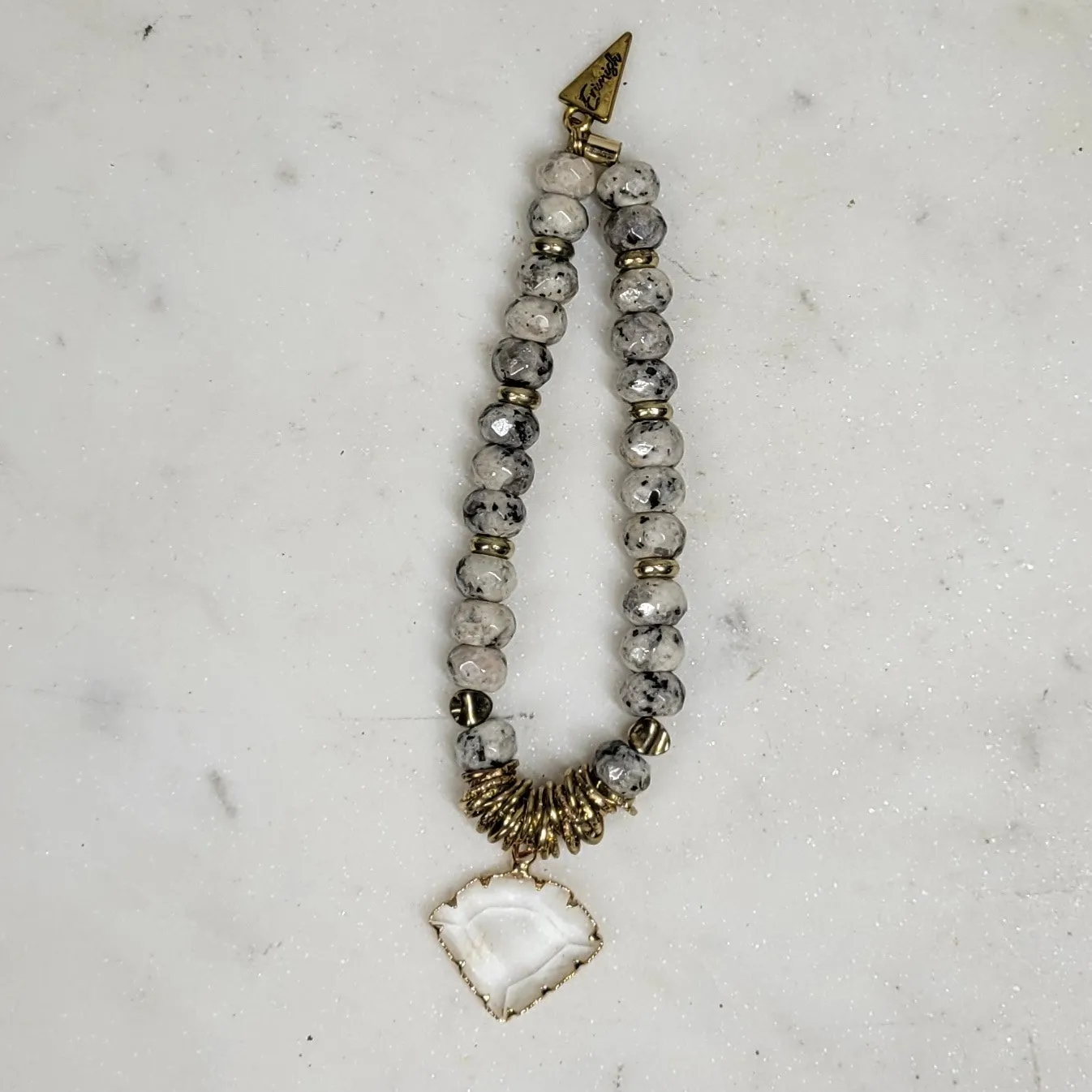 Erimish Beaded Bracelet Womens Metallic Rondelle Faceted‎ Marble Jasper Stones - Image 16