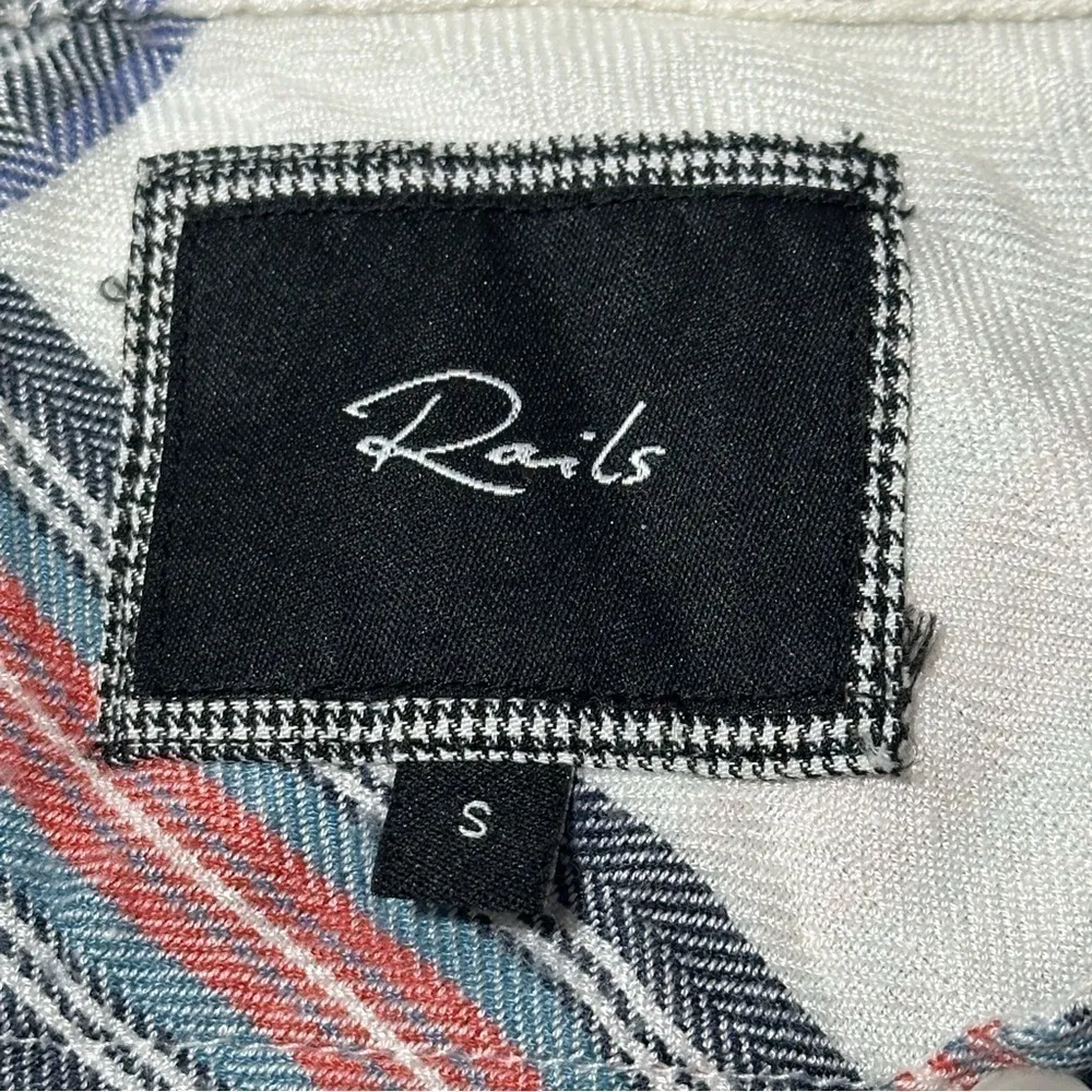 Rails Women’s S White Navy Red Plaid Brushed Flannel Hunter Button Down Shirt - Image 5