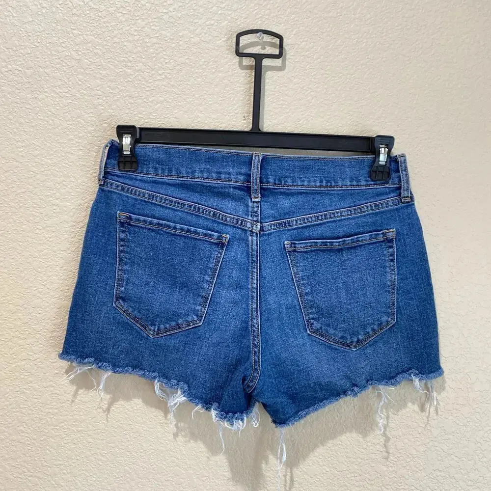 OLD NAVY Cut Off Boyfriend Shorts Size 6 Medium Wash High Rise - Image 8