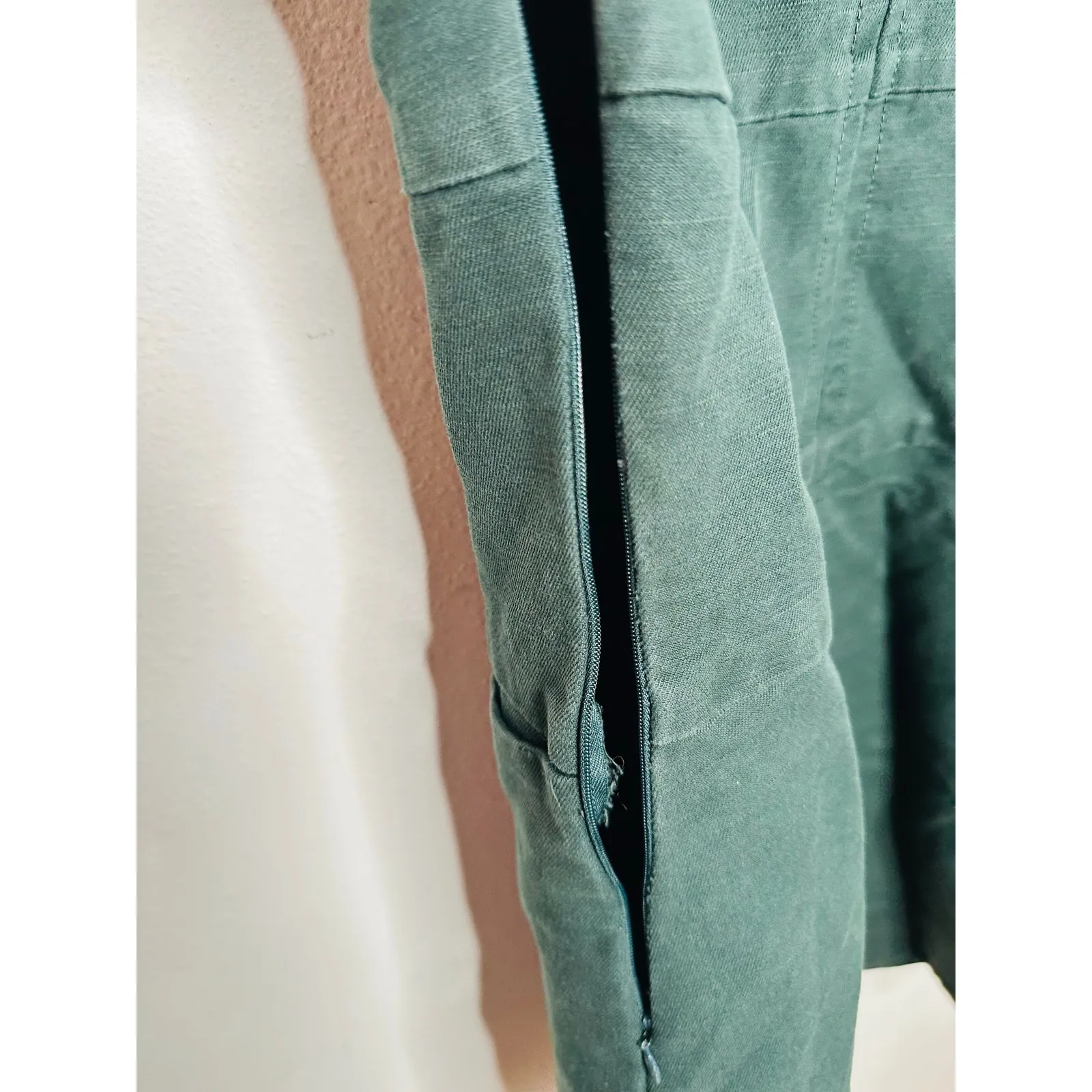 CARVEN Green Wool Twill 100% Cotton Shift Pockets Dexter Shift Dress sz 40 - Image 4