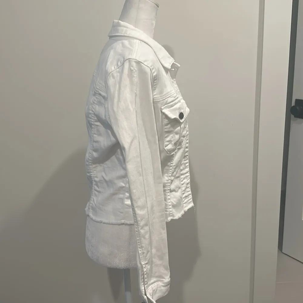 Kut From The Kloth Petite White Stretch Denim Jacket Sz LP - Image 9