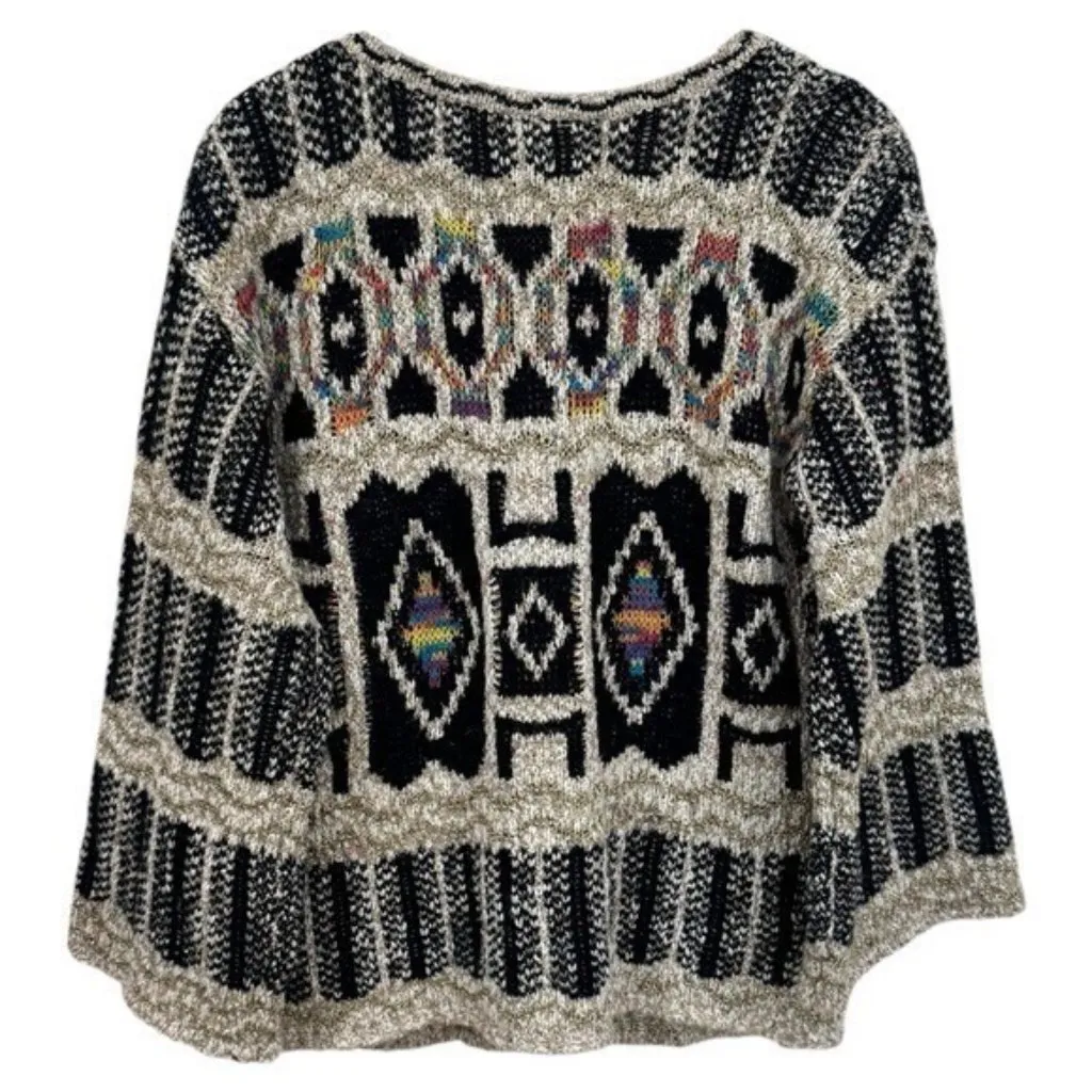 Moth Anthropologie Gold Threaded Knit Cardigan Aztec Bohemian Artsy Eclectic S Blue Size undefined - Image 7