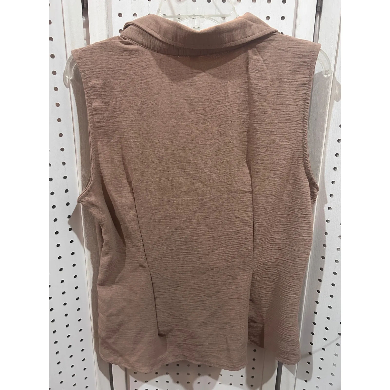 Kathy Ireland Womens Sleeveless Twist Front Collared Blouse Top XL Brown Texture - Image 4