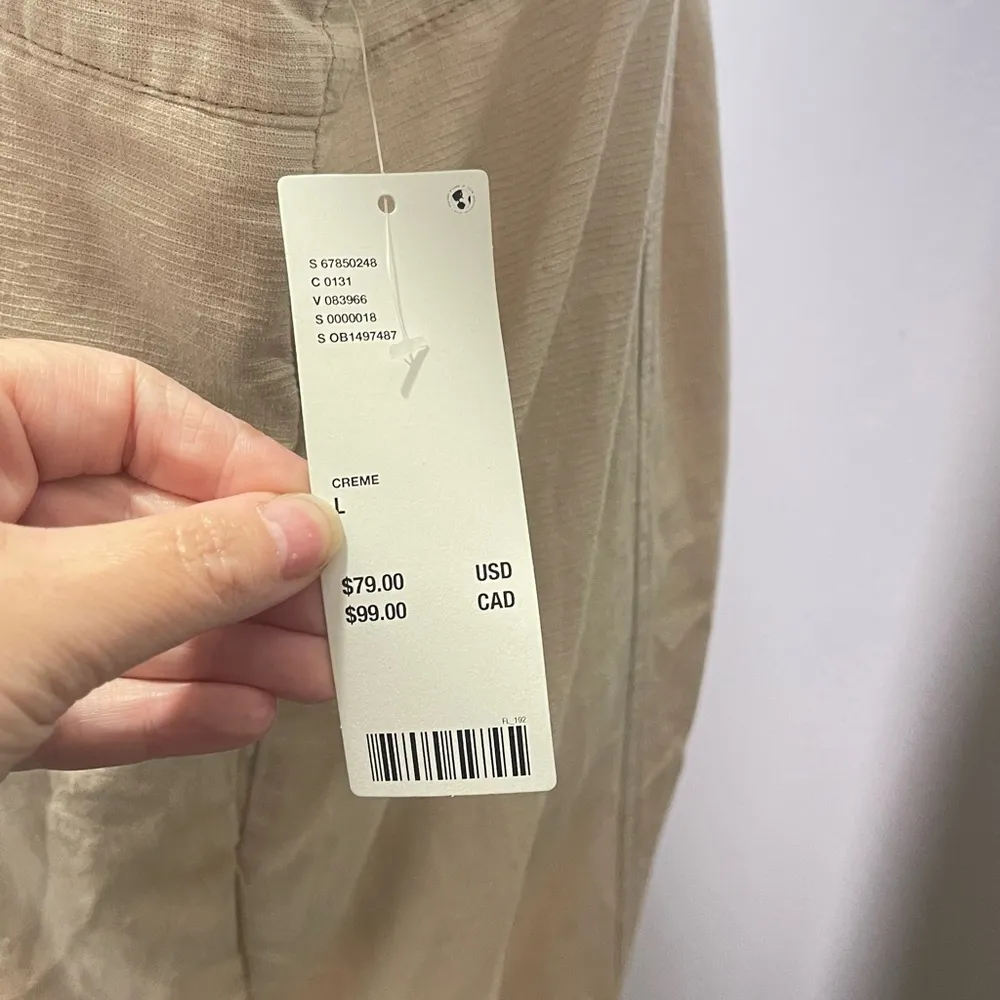 NEW Women's Harley Linen Jumpsuit Overalls Beige Tan Size Large - Image 7