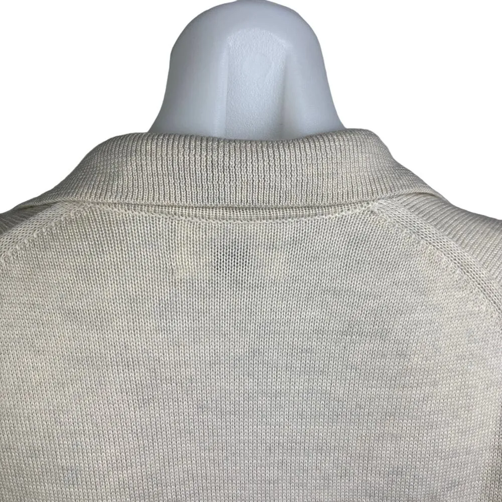 Aritzia Wilfred NWOT Cream White Knit Deep V Wool Collar Midi Sweater Dress 2XS - Image 9