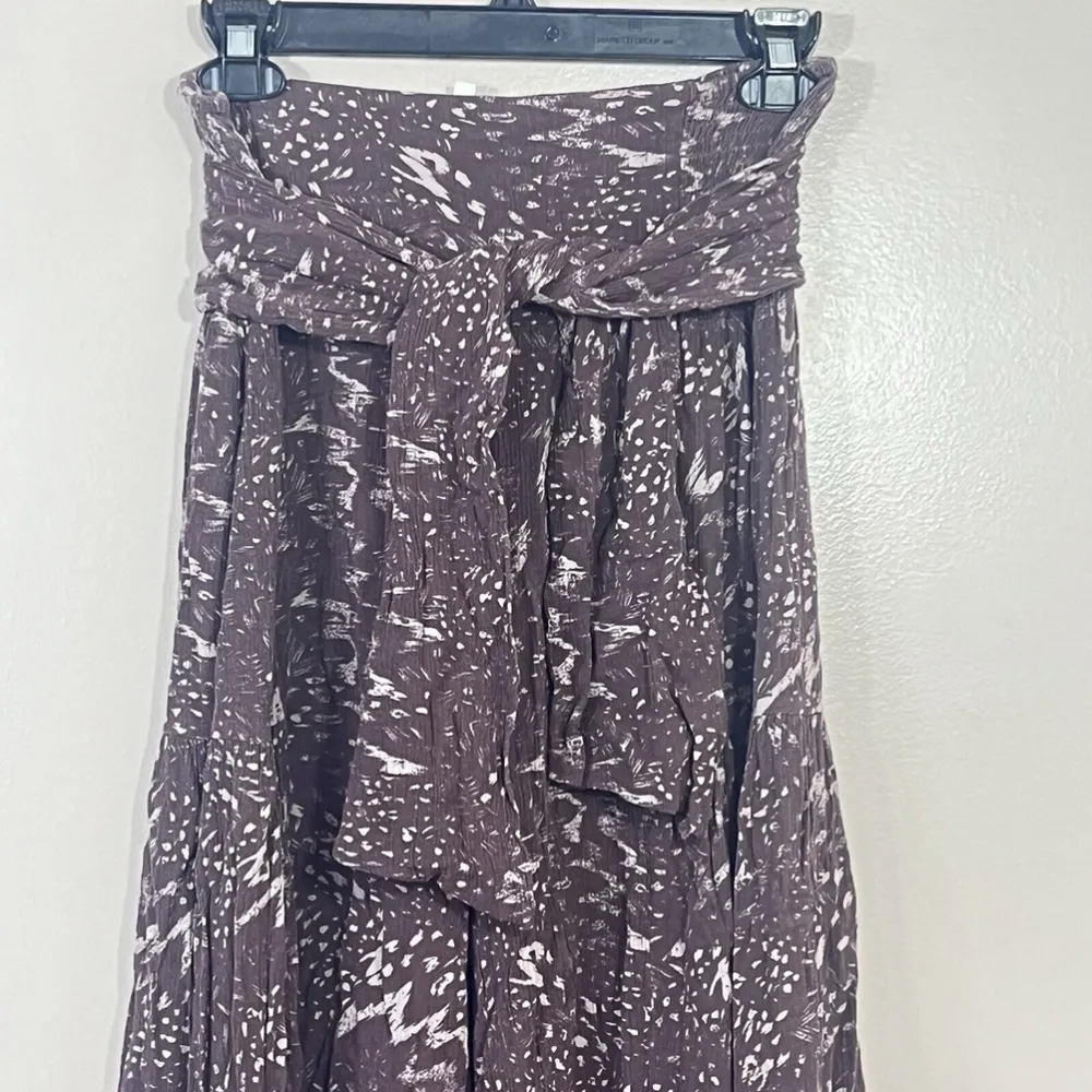 Olivaceous Womens Pants Small Wide Leg Rayon Elastic Waist Pull On Brown Boho - Image 4