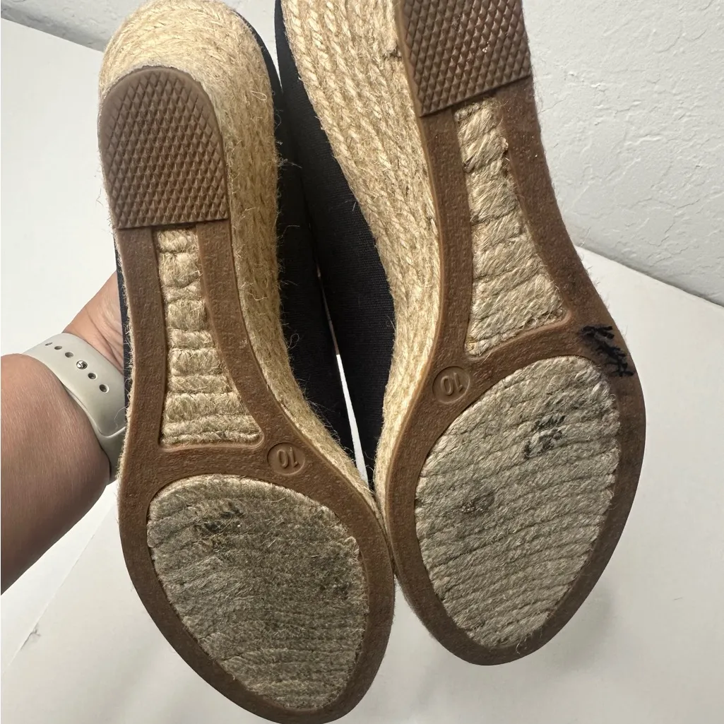 J Crew Shoes Womens 10 Seville Espadrille High Pump Blue Canvas‎ Wedge Casual - Image 9