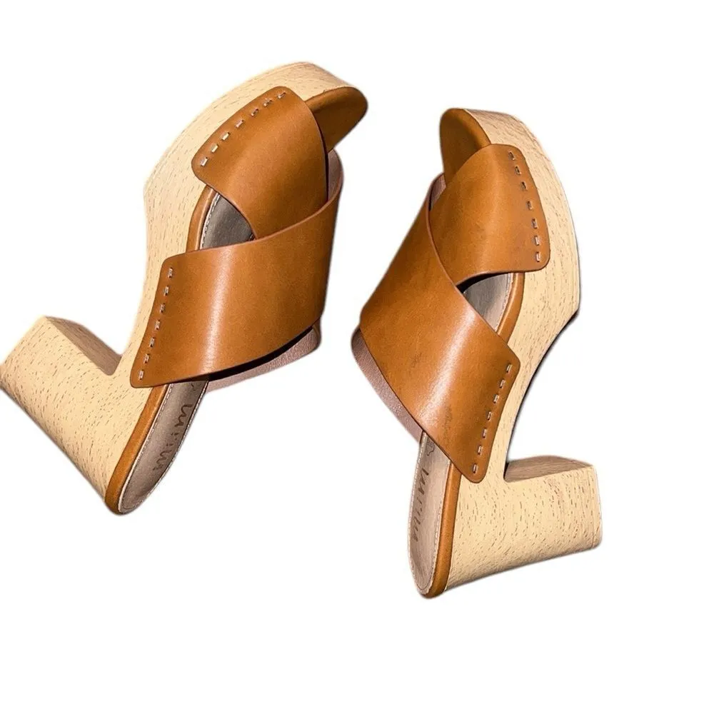 Mi.iM Women's Brown Leather Slide Sandals Size 8 - Image 4
