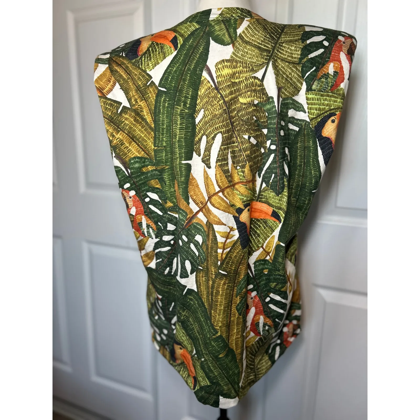 Farm Rio Tropical Monstera Toucan Sleeveless Cotton Top Size XL‎ - Image 4