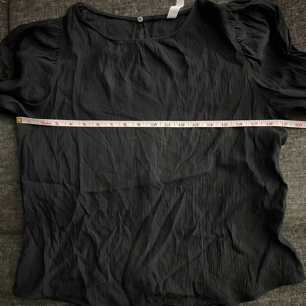 MNG‎ Long Sleeve Gauze Keyhole Back Blouse Black Size 4 - Image 10