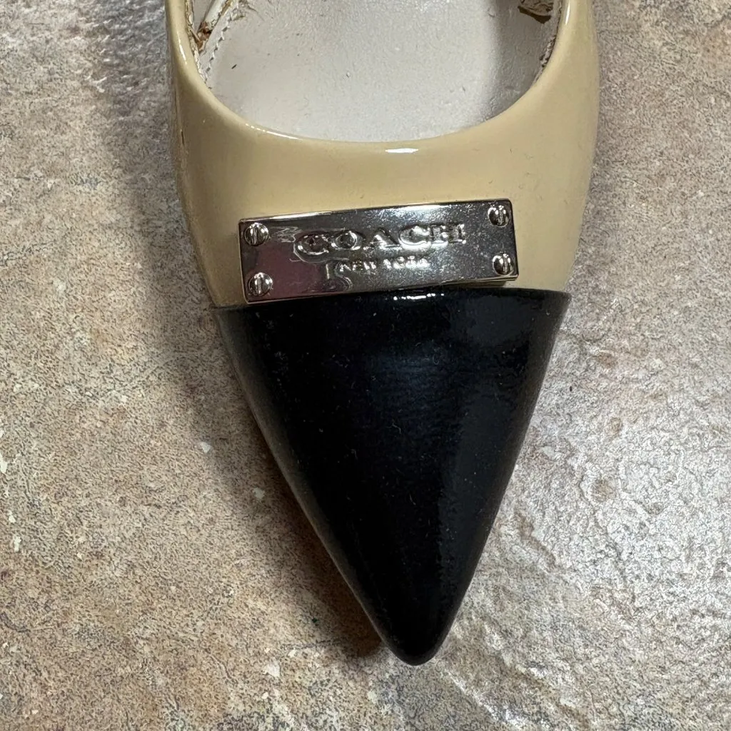 NWD Coach Zan Pointed Toe Pumps Size 6.5B Tan & Black Leather Heels - Image 13