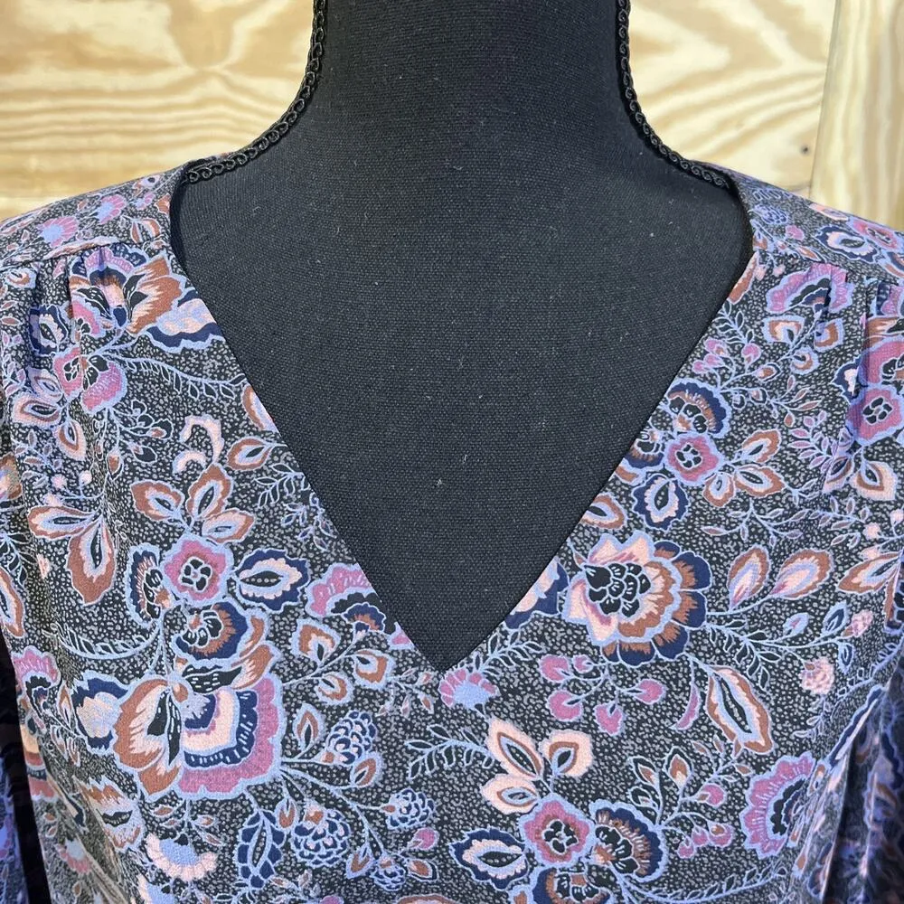 EVEREVE Women Olympia Dress Floral Paisley Long Sleeve Chiffon Mini Size Medium - Image 9