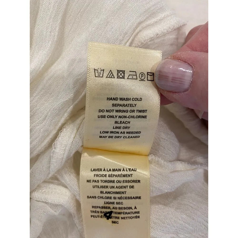 Vanessa Virginia Women's Top Size 2 Boho Crochet Trim Sleeveless White Blouse - Image 7