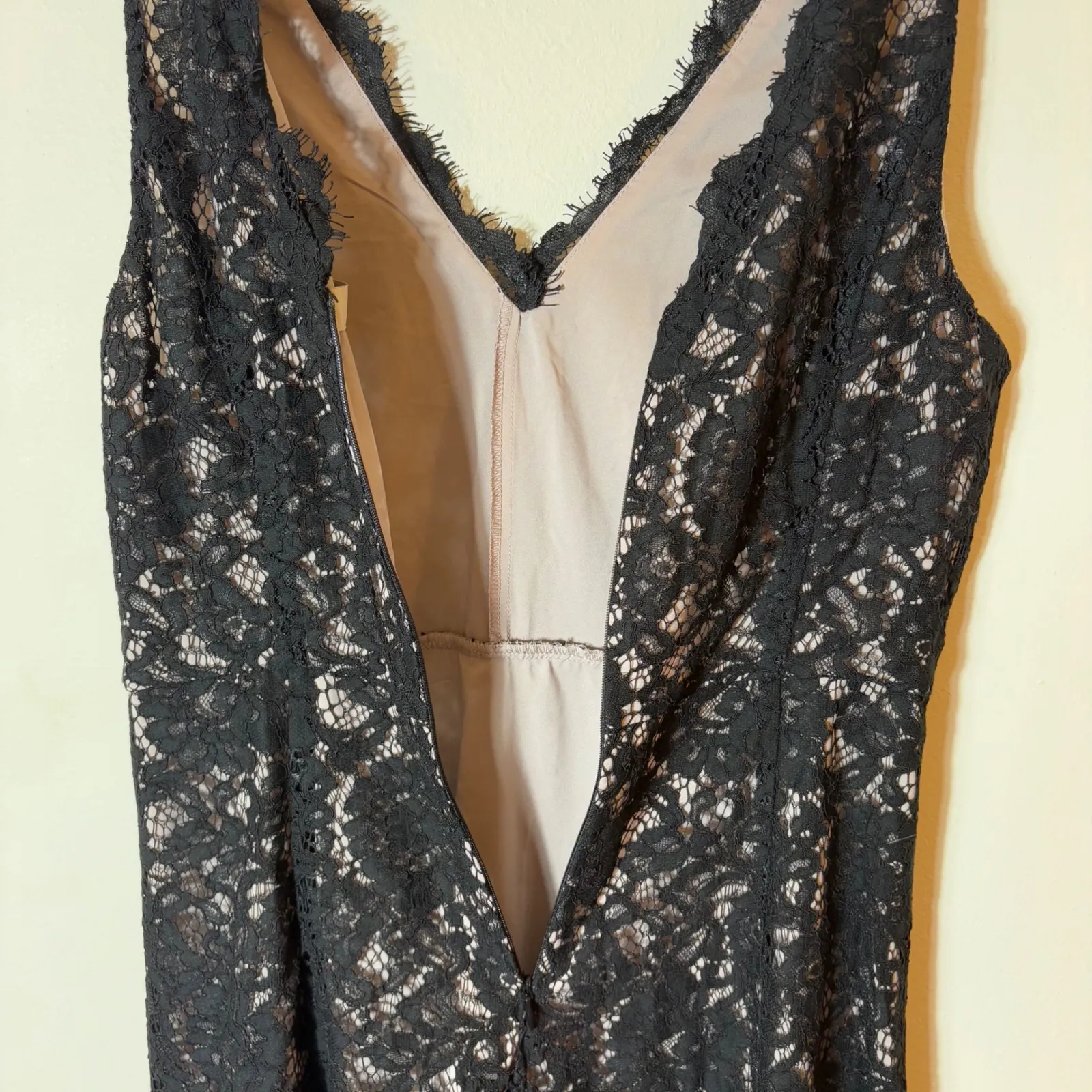 LOFT Little Black Dress Size 2 Sleeveless Lace Overlay V Neck Party Cocktail‎ - Image 9