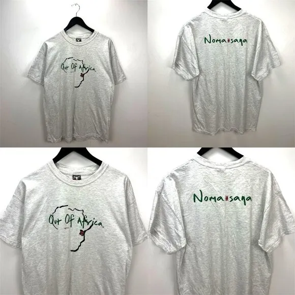 Vintage Y2K Out of Africa Kenya T-Shirt Hanes Beefy XL Gray Map Graphic - Image 2