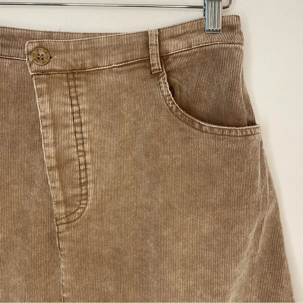 Sadie & Sage Mini Mocha Brown Corduroy Skirt Asymmetrical Hem Small - Image 5
