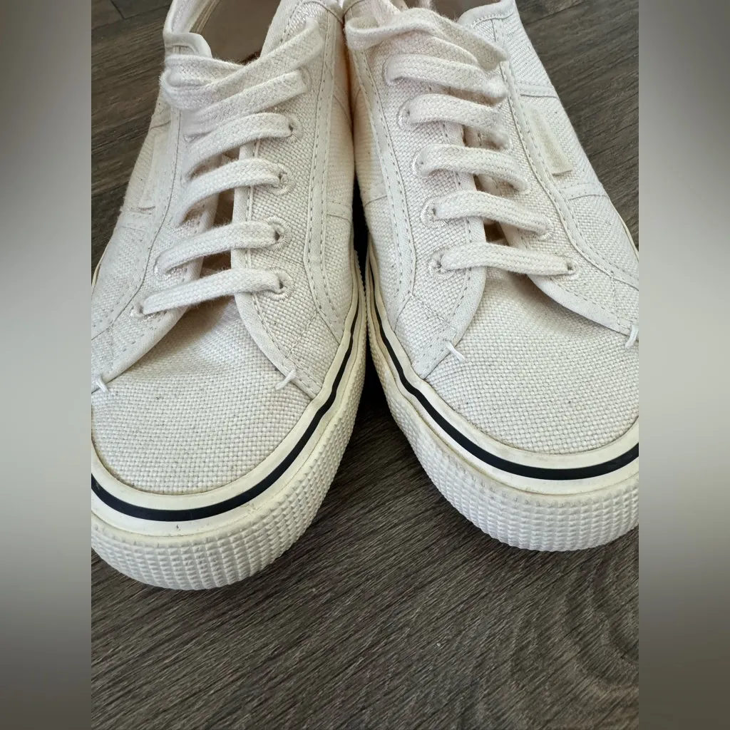 Superga RARE Organic Cotton Cream Canvas Lace-Up Sneakers - Image 3