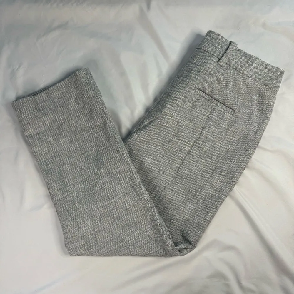 Rebecca Taylor Size 6? Dove Grey Slub Straight Cotton Blend Cropped Pant Office - Image 3