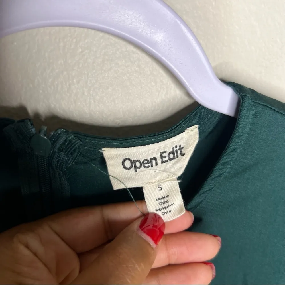 Open Edit  Womens Size S Green Satin Cutout‎ Long Sleeve Top - Image 6