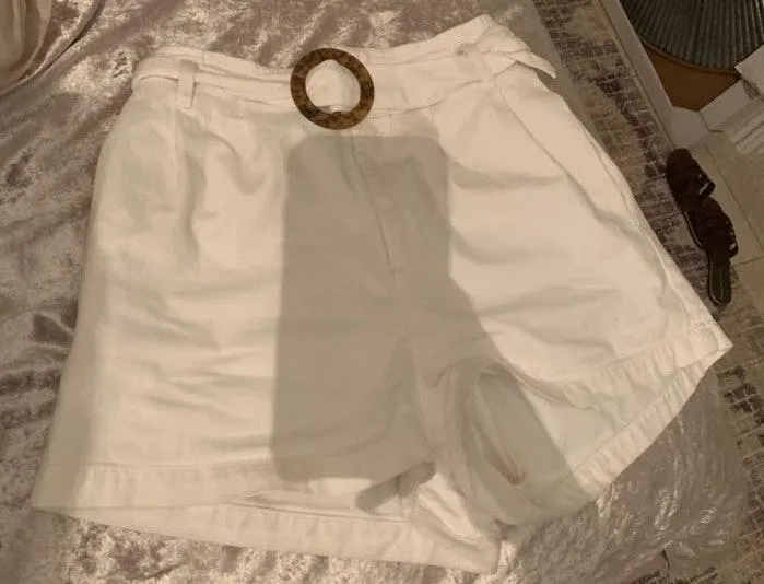 ZARA Cute White Paper bag Shorts - Image 4