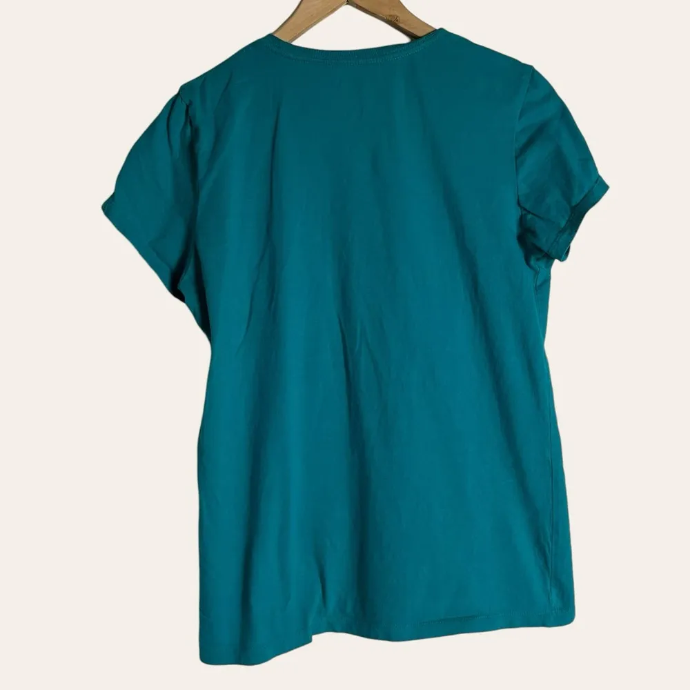The North Face Teal Blue Graphic Logo Short Sleeve Crewneck T-Shirt Womens Large - Image 6