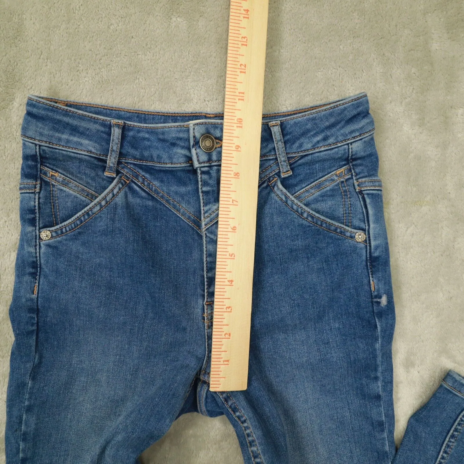 We‎ The Free People Riley Skinny Blue Jeans Back Seam High Rise Stretch Size 27 - Image 7