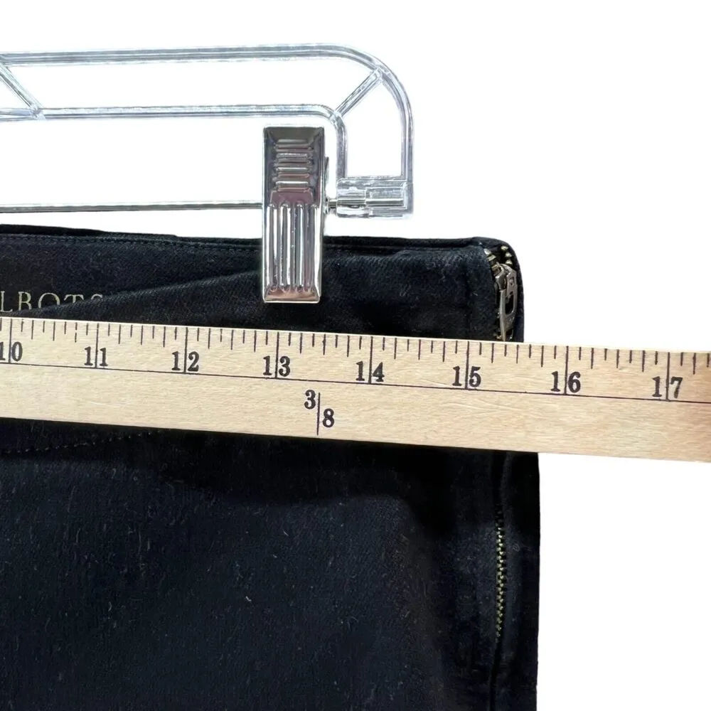 Talbots Heritage Ankle Pants Womens 8 Black Denim Side Zip Flat Front Stretch - Image 5