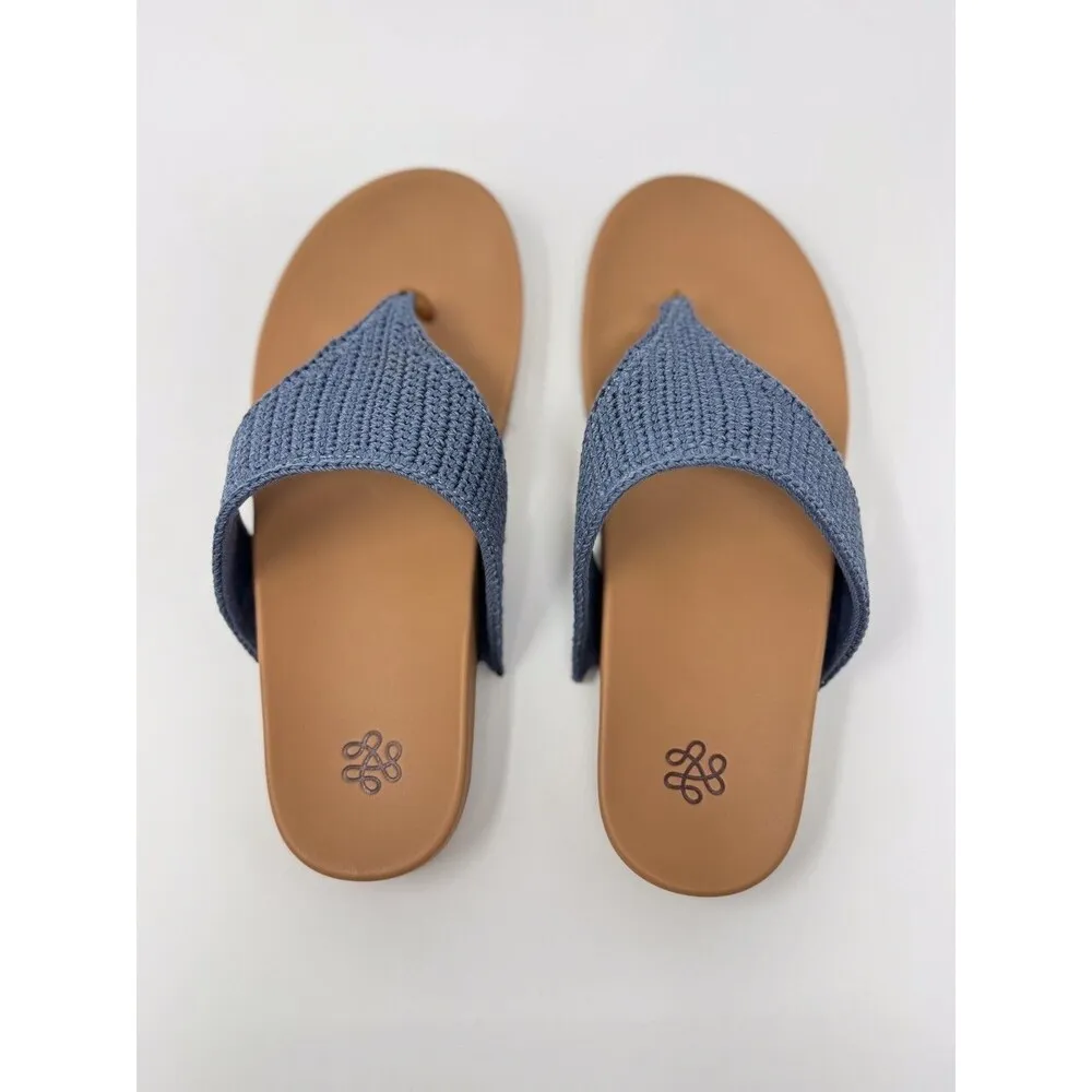 The Sak Womens Sandals Blue Shana Thong Crochet Flat Slide Slip On Boho US 8 - Image 5