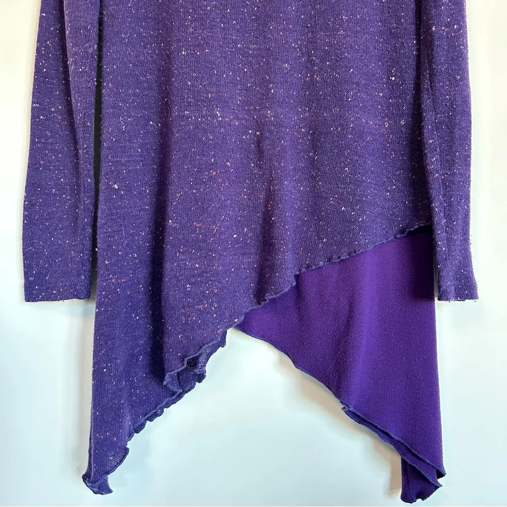 Purple Asymmetrical Pullover Mock Neck Sweater Women's Oversized Knit Top Tunic - Image 5