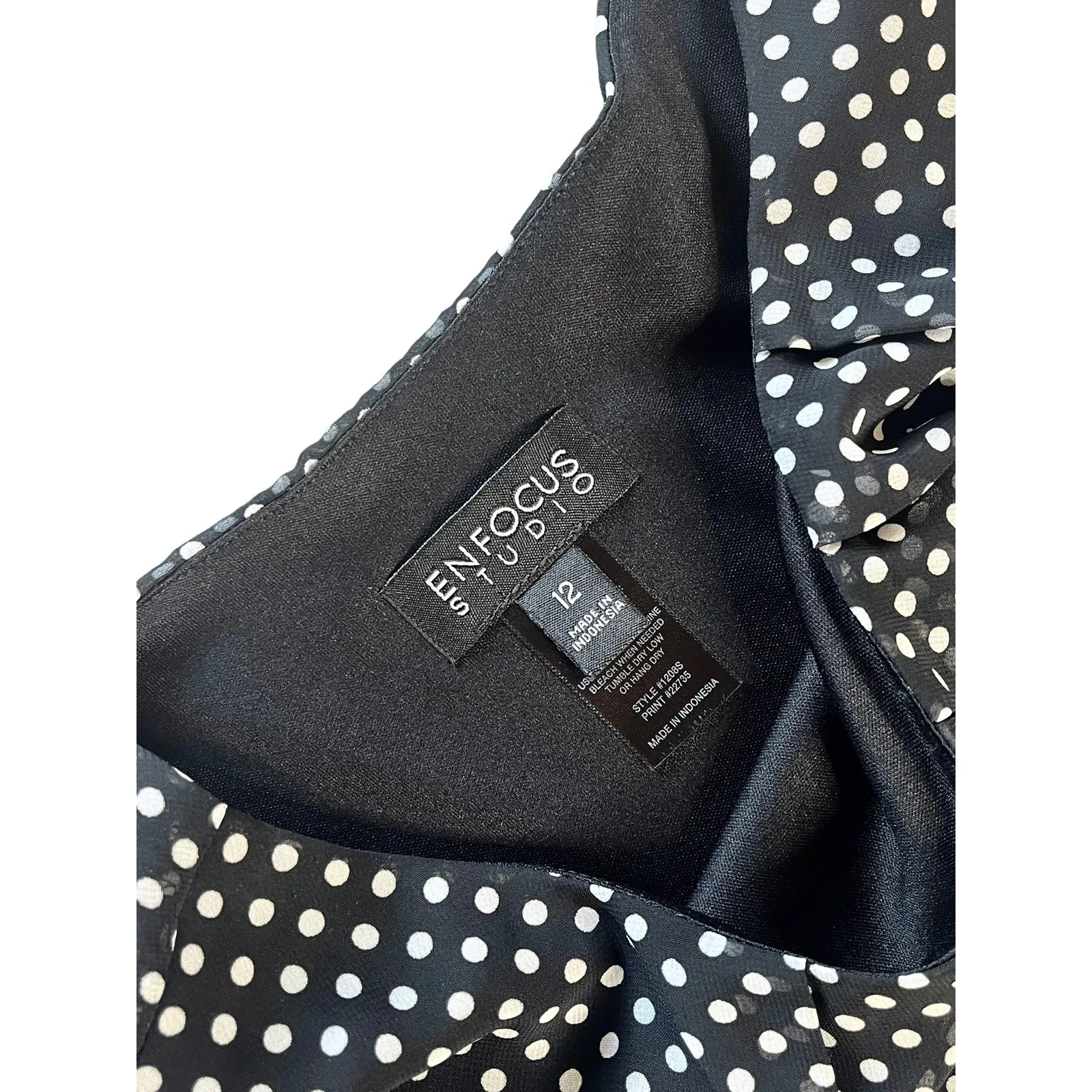 Enfocus Studio Ruffled Pencil Skirt Dress 12 Black White Sleeveless Mob Wife - Image 5