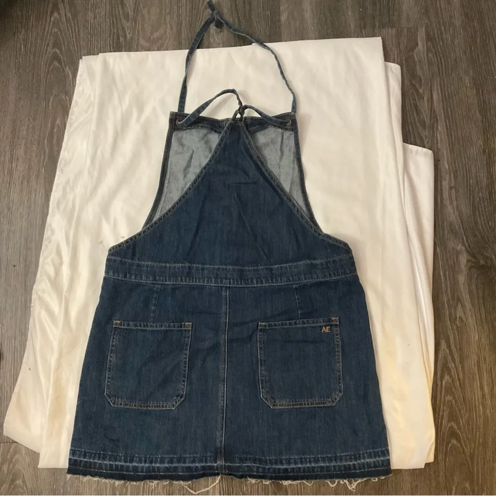 AÈ American Eagle Raw Hem Blue  Denim Halter Dress Size L - Image 4